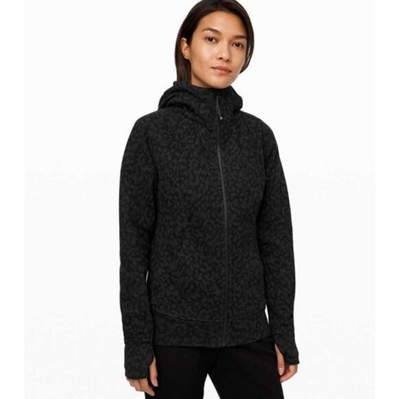 Lululemon Scuba Full Zip Hoodie Cotton Fleece  Camo Deep Coal size 8 - Picture 2 of 11